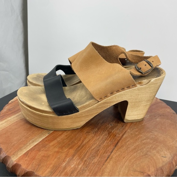 No. 6  Harper Tan and Black Leather platform Sandals EU 40 - Picture 1 of 9